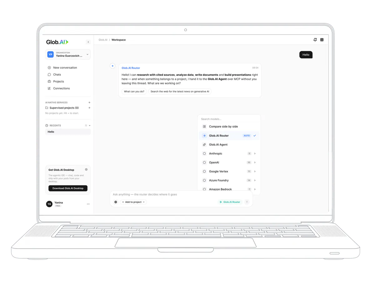Glob.AI on desktop